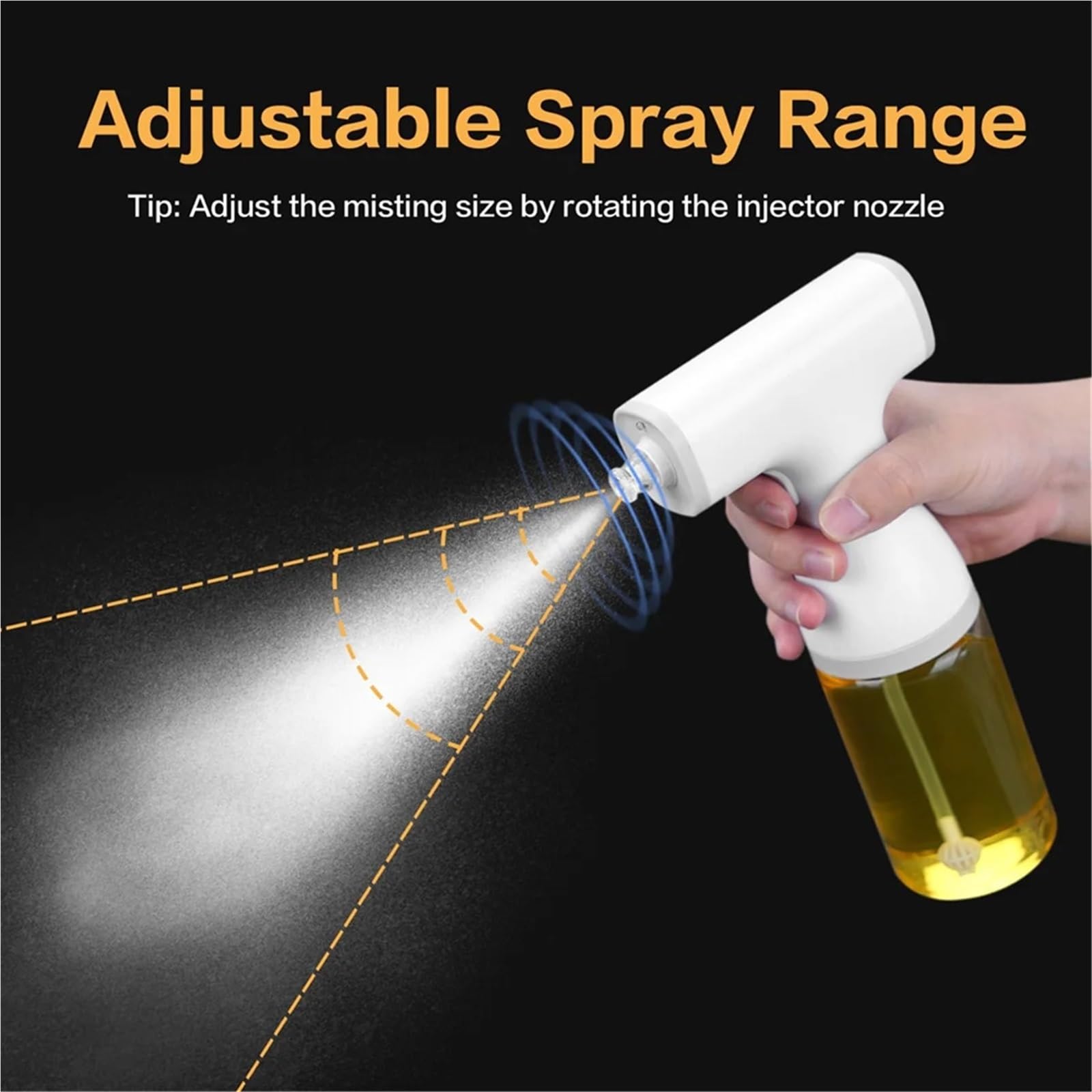 Distributeur d'huile, Pulvérisateur D'huile Électrique Pour La Cuisson, Bouteille Distributrice À Plage De Brumisation Réglable 8.5oz/250ml Avec Lumière Led 2 Pièces pour friteuse à air, salade