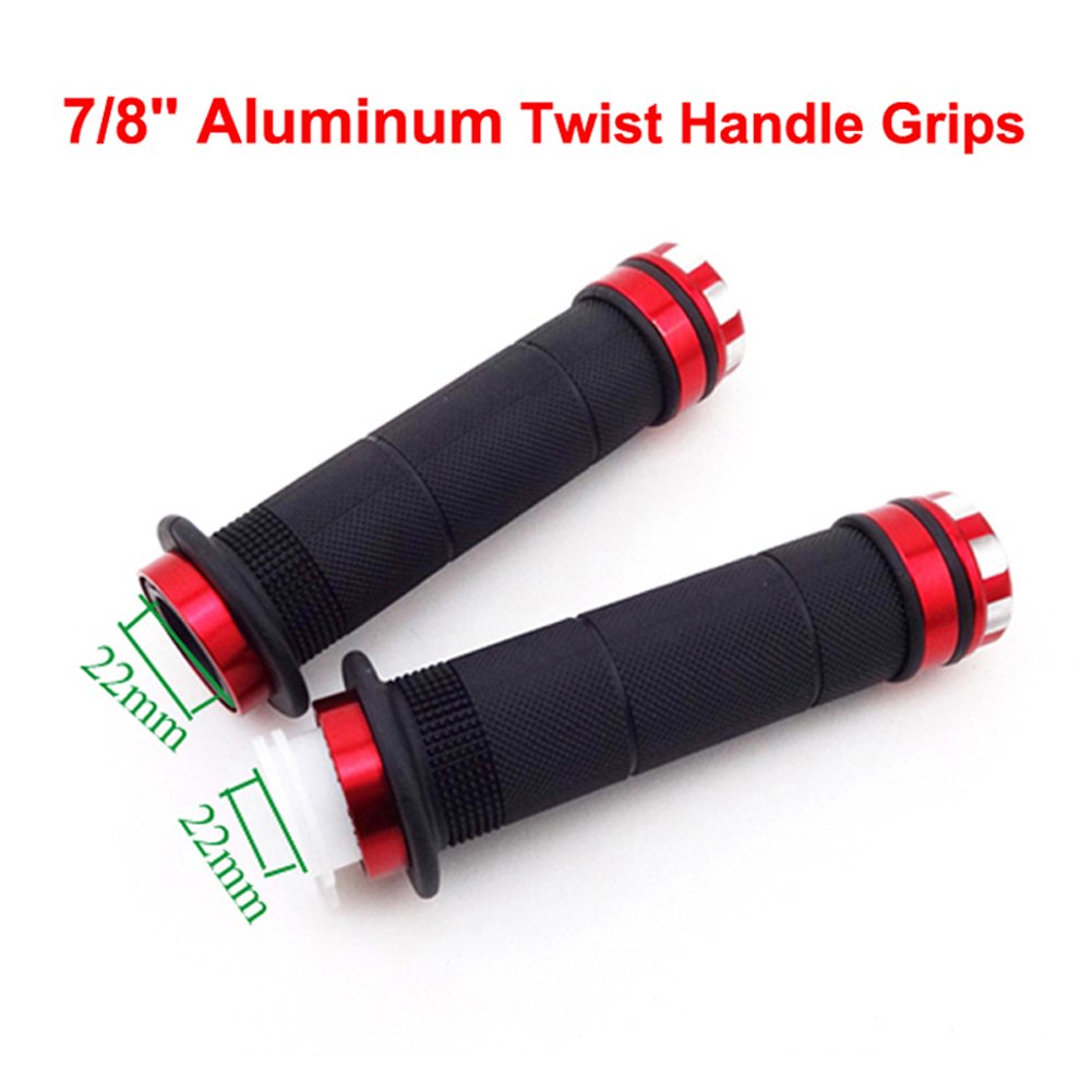 Aluminum Alloy Motorcycle Throttle Grips – 7/8" (22mm) Handlebar Fit, Red Twist Grip For ATV & Dirt Bikes