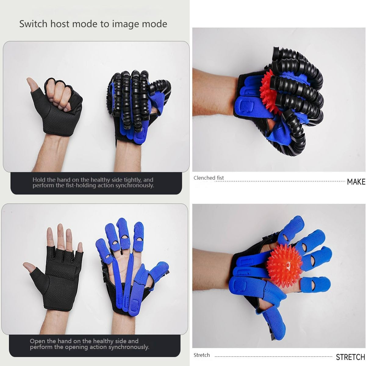 Guante De Robot De RehabilitacióN Modo De Dos Manos, Para Ejercicios De Dedos Ayudan Con El Entrenamiento De ExtensióN De Dedos, Entrenamiento De Manos Guante FéRula Para Dedo-Left and Right Hand||M
