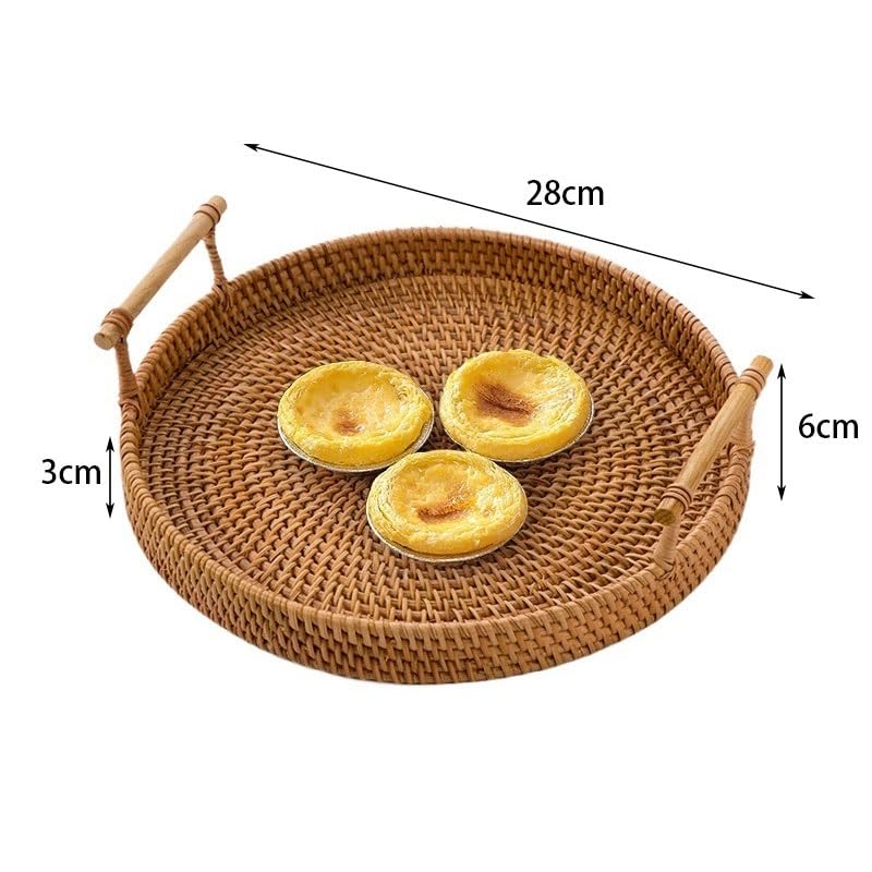 Bandejas Servir Comida Bandeja de Mimbre, Bandeja Frutas, Cesta for el hogar, Tejida for Aperitivos, Desayuno, for Pastel té la Tarde Mesa Cama