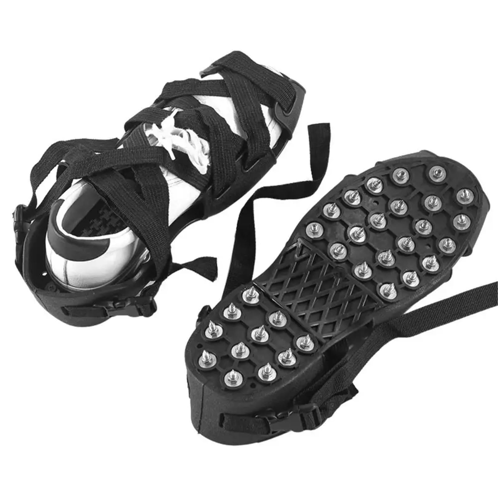 1 paio 32 borchie antiscivolo pinza for ghiaccio regolabile Spike pesca invernale punte da neve scarpe coperture ramponi sul per Scarpe da Neve, Protezione sicura