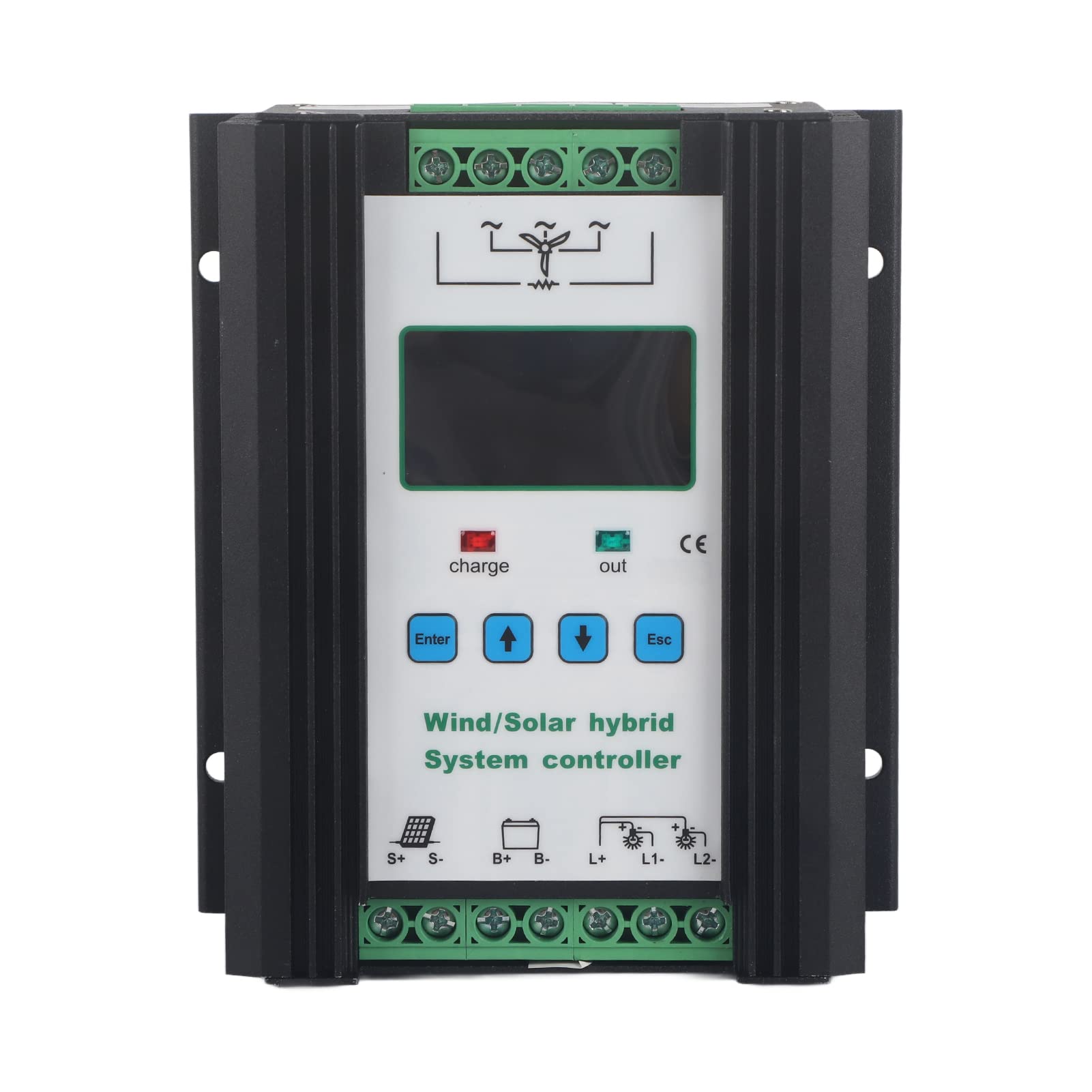 Akozon Akozon Controlador de Carga Híbrido de Energía Solar y Eólica Inteligente Digital con Pantalla LCD Tecnología Pwm Funciones de Protección Múltiples para Sistemas de 12 V 24 V