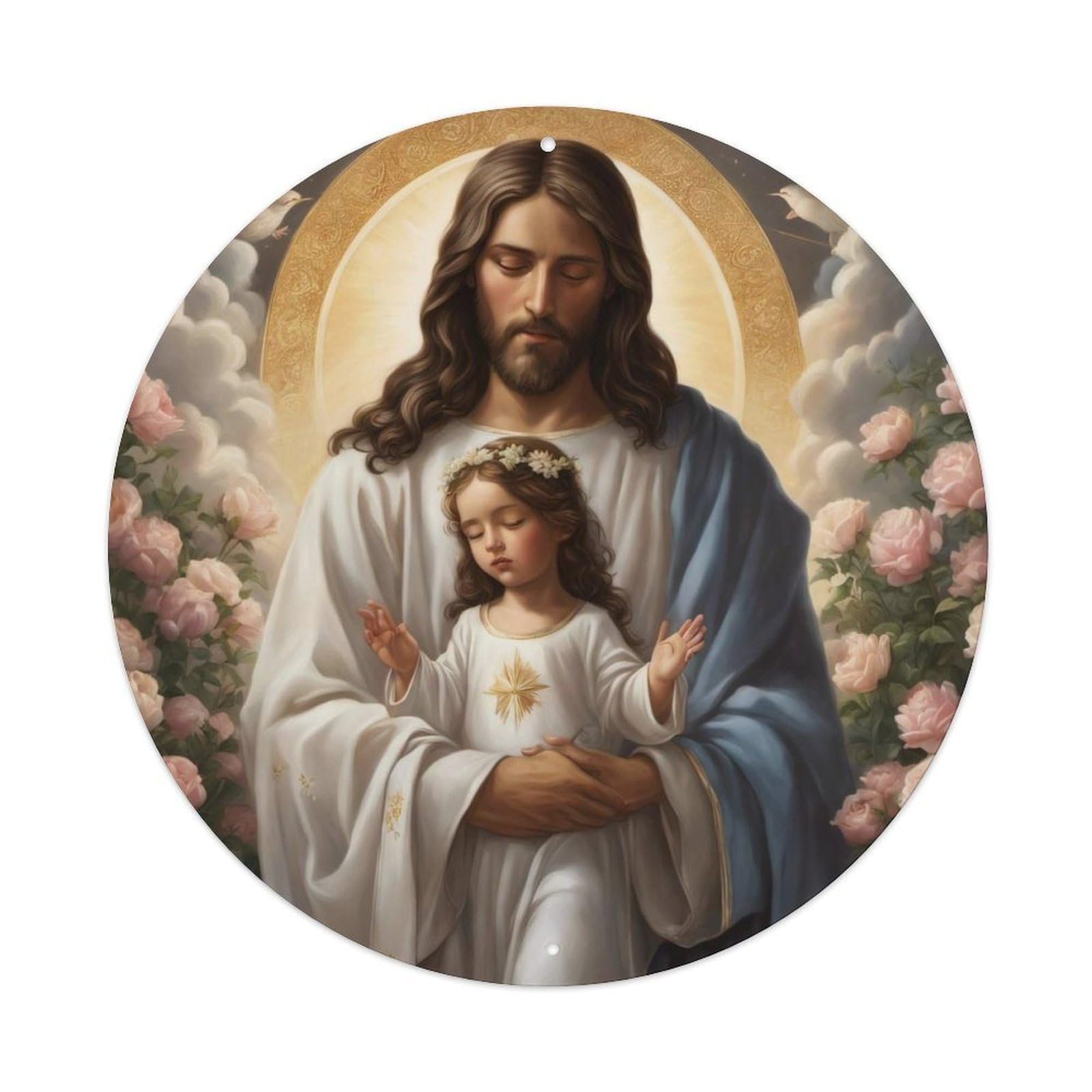 Religious Jesus And The Child Metal Tin Sign
