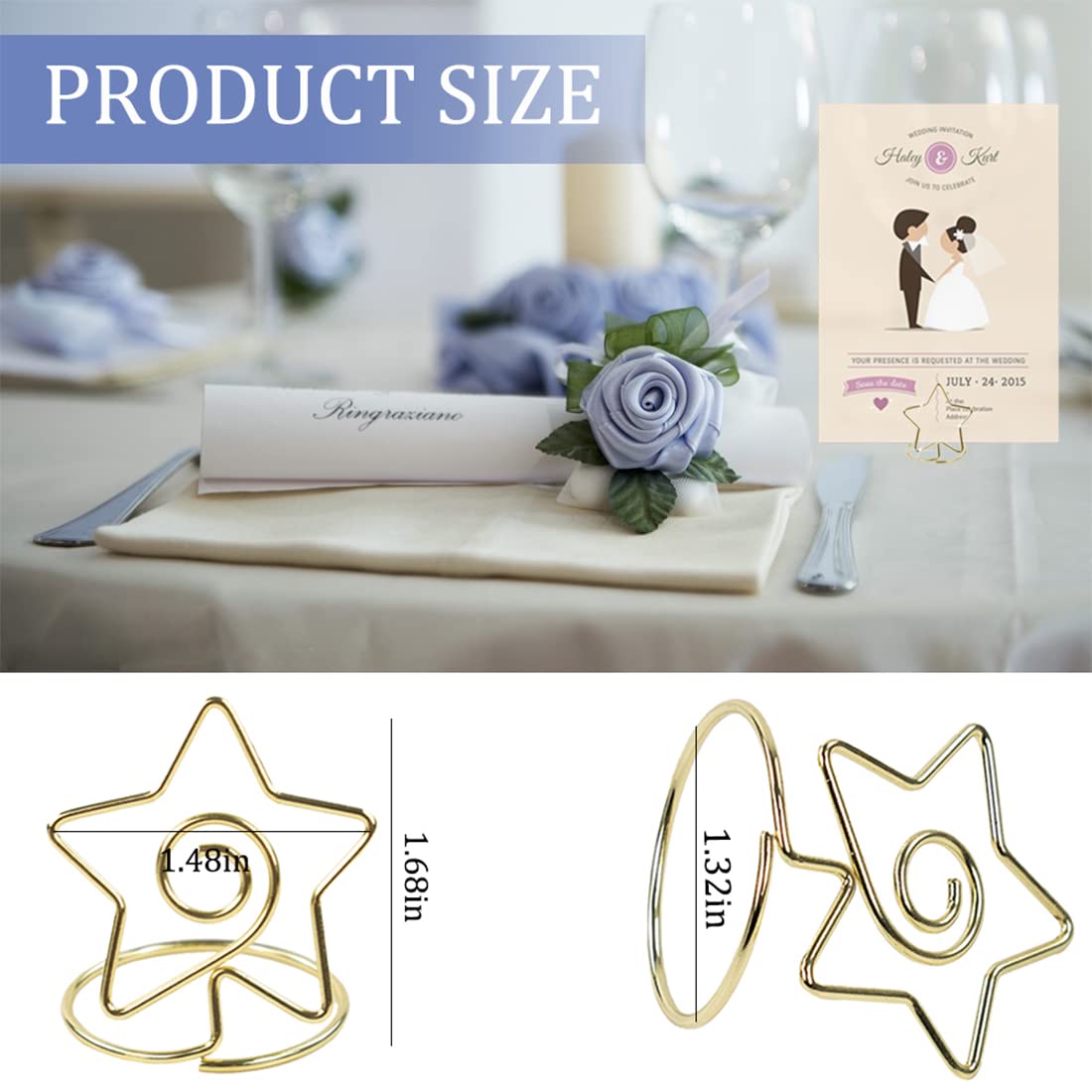 ELANE Wedding Card Holders Set: Mini Stars, 20pcs, Place & Table Number Holders