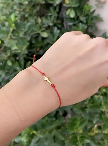 Miniatura 6 de Live Gems  14K Gold Filled Sideways Cross Red String Bracelet, Red String Cross Charm Bracelet, Summer Jewelry Gift for Her, Birthday Jewelry