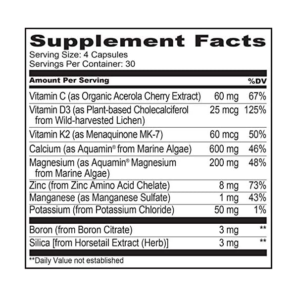NATURELO-Bone-Strength-Plant-Based-Calcium-Magnesium-Potassium-Vitamin-D3-VIT-C-K2-GMO-Soy-Gluten-Free-Ingredients-Whole-Food-Supplement-for-Bone-Health-120-Vegetarian-Capsules NATURELO Bone Strength - Calcium Magnesium Supplement for Bone Health - Plant-Based, Whole Food Formula with Potassium, Vitamins C, K2, D3 - Non-GMO, Soy-Free, Gluten-Free - 120 Vegan Capsules