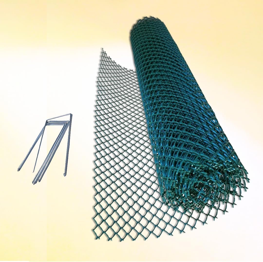 Natte - Rejilla antideslizante para robot cortacésped + 1 juego de grapas | Rejilla de protección de césped 5,00 x 1,00 m + 10 estacas | Protección de césped verde
