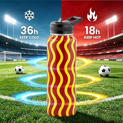 Image of RAYMYLO 2026 Soccer Biggest Event Edition Insulated Water Bottle 40 oz, Nation Flag Design, Best Souvenir & Gift for World Soccer Lover, Vacuum Stainless Steel (Cold for 36Hrs), Leak Proof & Non-BPA