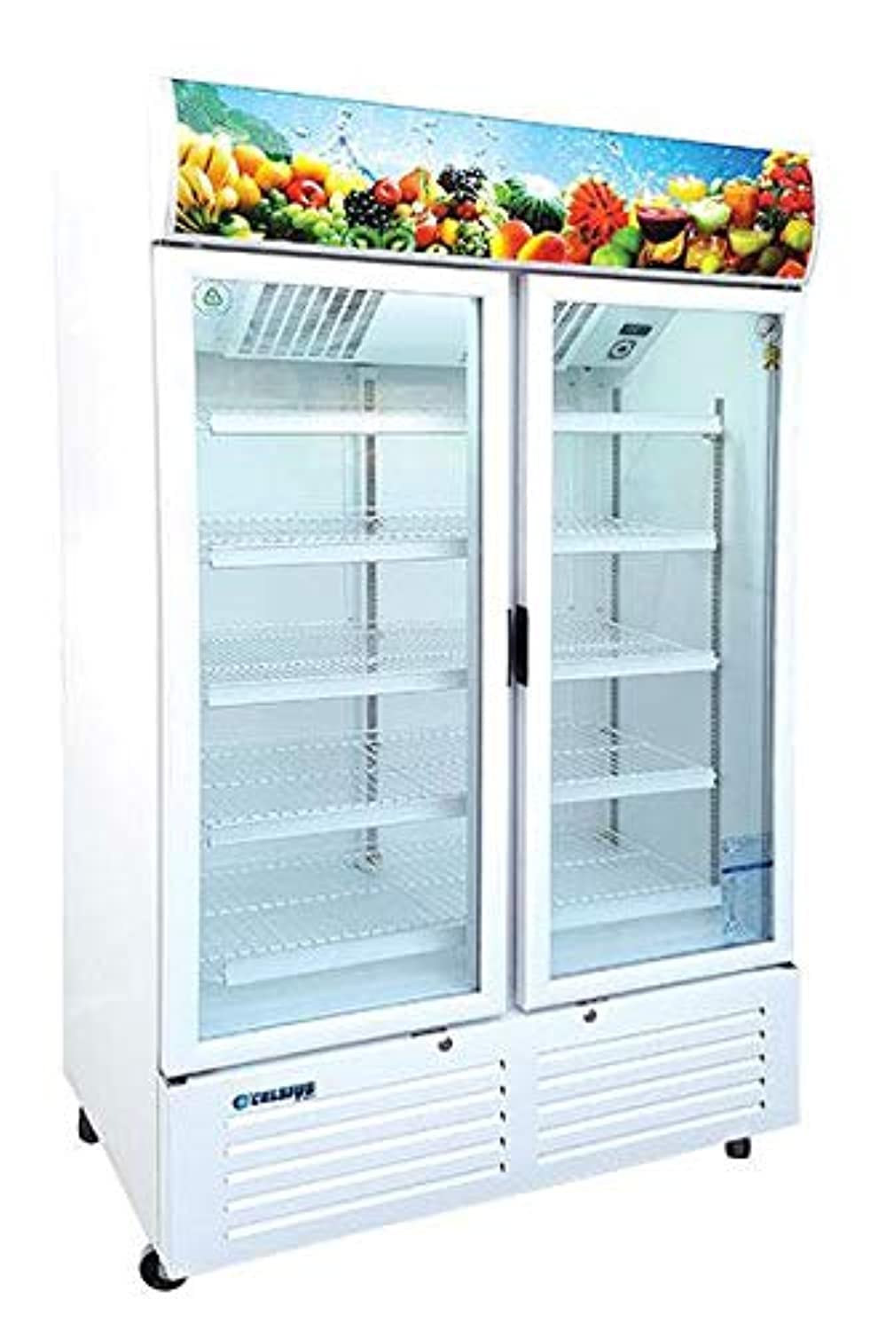 Celsius 1000 Liters, Glass Door Chiller With, 10 Adjustable Shelves, Double Swing Door, (Food Safe) White TSB2CF-27 (ECO)