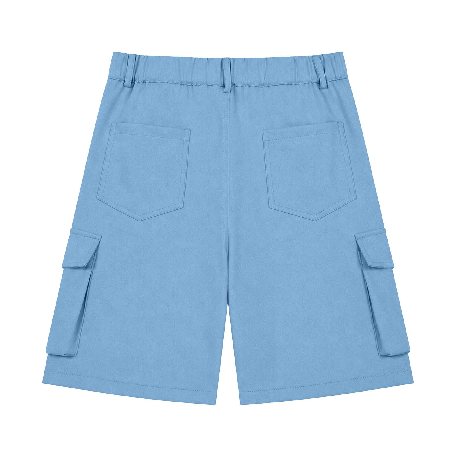 Generisch Kurze Hose Mädchen Sommer Bermuda Cargo Shorts Hohe Taille Cargoshorts mit Elastischem Bund und Taschen Wandershorts Einfarbige Knöpfen Stoffshorts Stretch Casual Cargohose Outdoor Golfhose