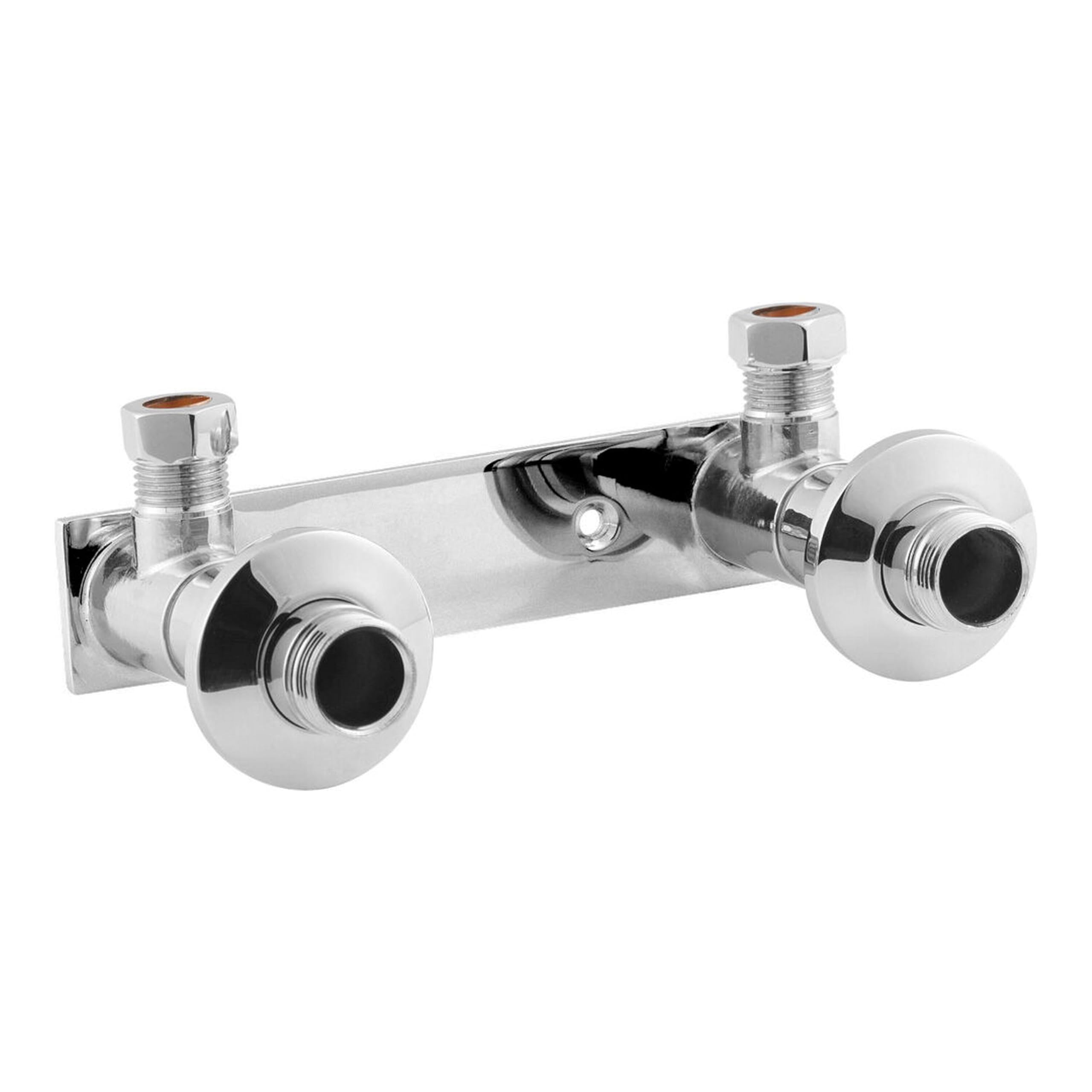 Balterley Silver Bracket For Thermostatic Shower Mixer Bar Valve, Fast Fit Exposed Shower Bracket For Thermostatic Valve, Wall Mounted Elbow Backplate Bar Fixing Kit - 190 X 60 X 105Mm (Chrome)