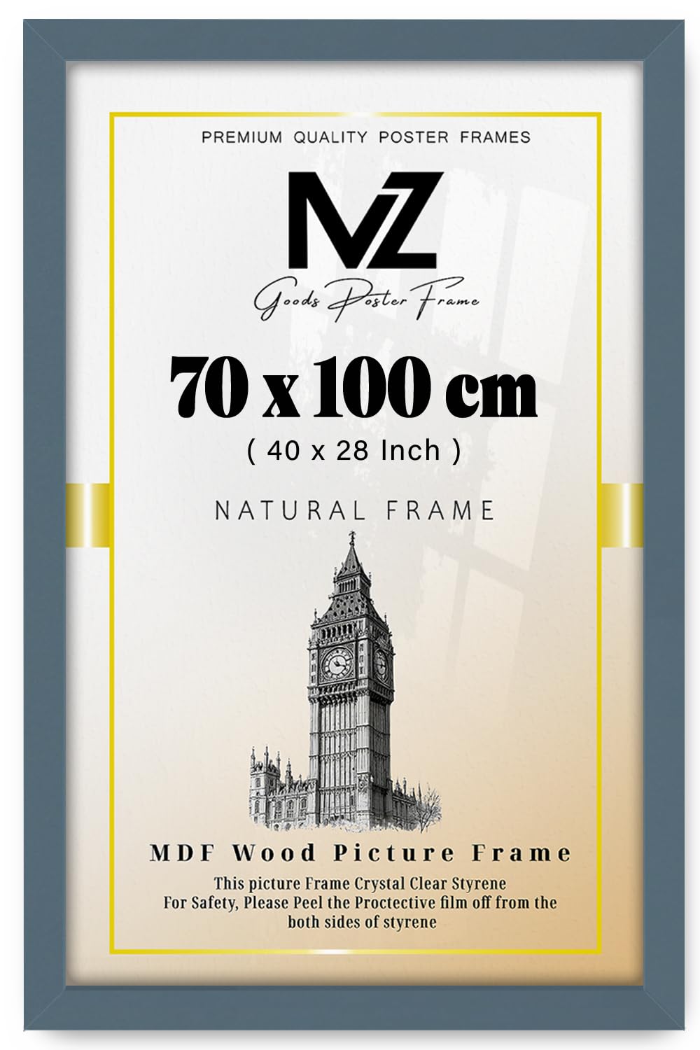 Modern Mdf Wooden Wide Dark Grey Frame | 70x100 Cm Poster Frames Durable Sleek Acrylic Front | Jigsaw Puzzle Picture Frames Large Art Display For Home & Office Décor