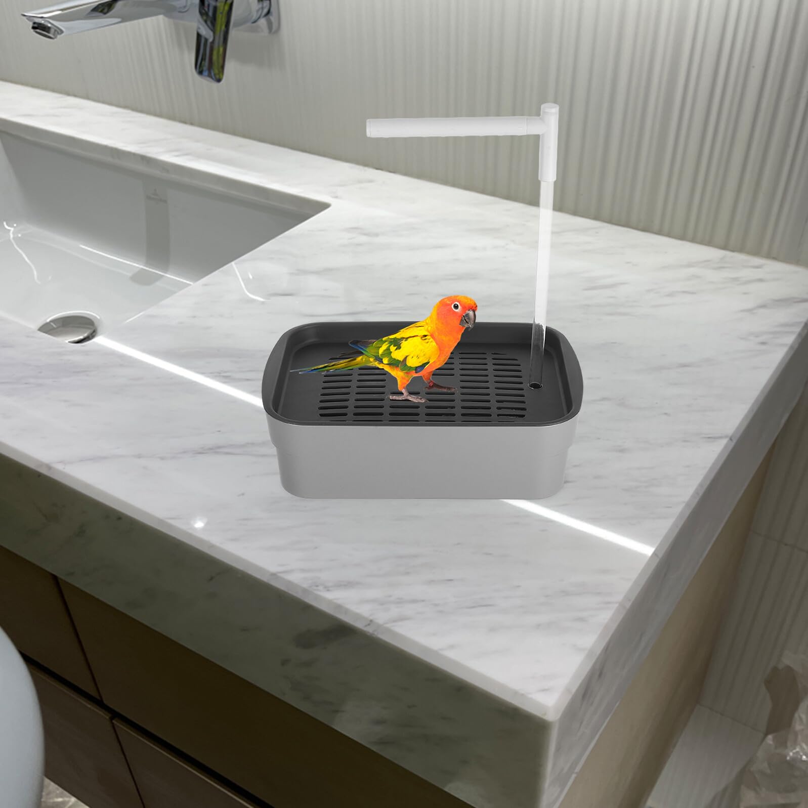 Cuenco de Baño para Periquitos con Circulación Automática de Agua, Bañera de Abs Versátil para Jaulas de Pájaros como Palomas y Cacatúas