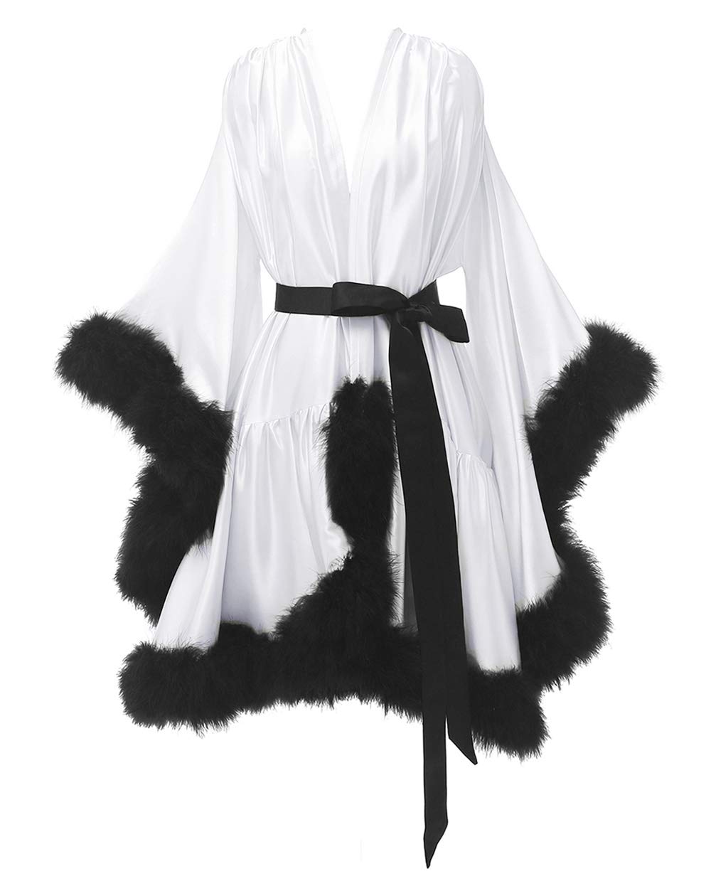 yinyyinhs Women's Feather Robe Silk Satin Bridal Dressing Gowns Short Nightgown Bathrobe Sleepwear Maternity Robe