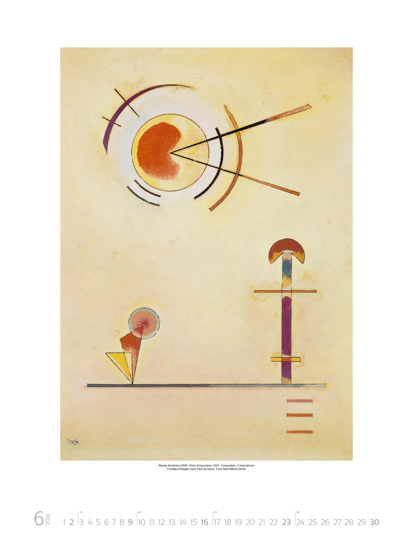 Bauhaus 2024 - Calendario de pared grande de alta calidad con obras maestras del estilo Bauhaus. Formato de la galería de arte: 48 x 64 cm.