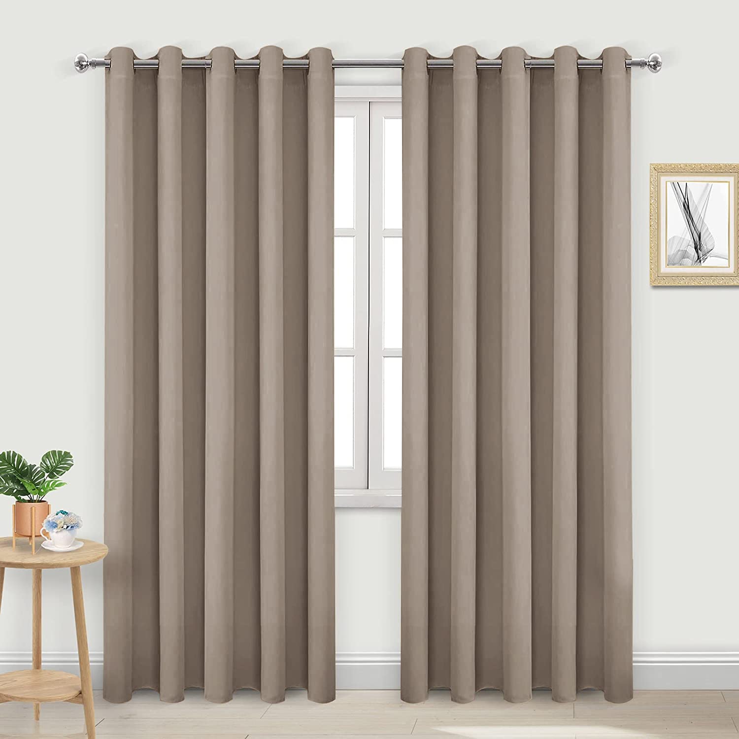 DWCN Blackout Curtains for Living Room, Room Darkening Thermal Insulated Grommet Drapes for Bedroom - 60 x 84 Inches Long, Set of 2 Panels, Camel — image 1