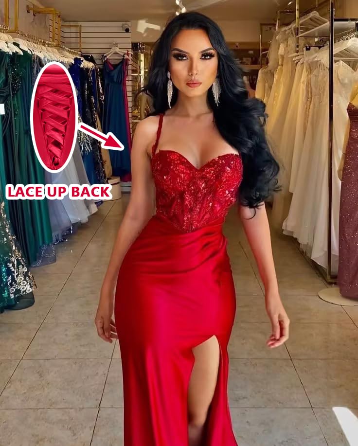 Mermaid Prom Dress Long Sparkly Formal Dresses for Women Corset Cocktail Dresses with Slit2