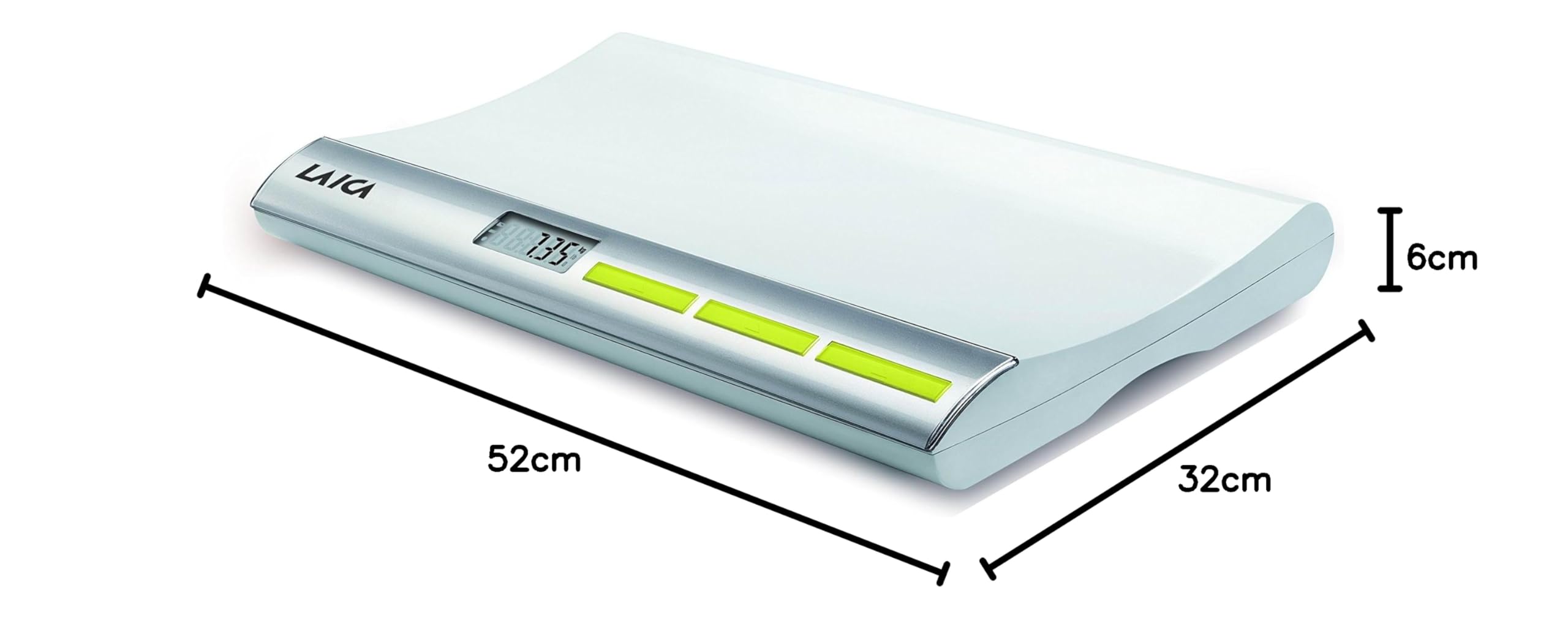 Laica PS3001 Báscula digital para pesar bebés, hasta 20 kg, color plata/blanco, con función bloqueo y tara
