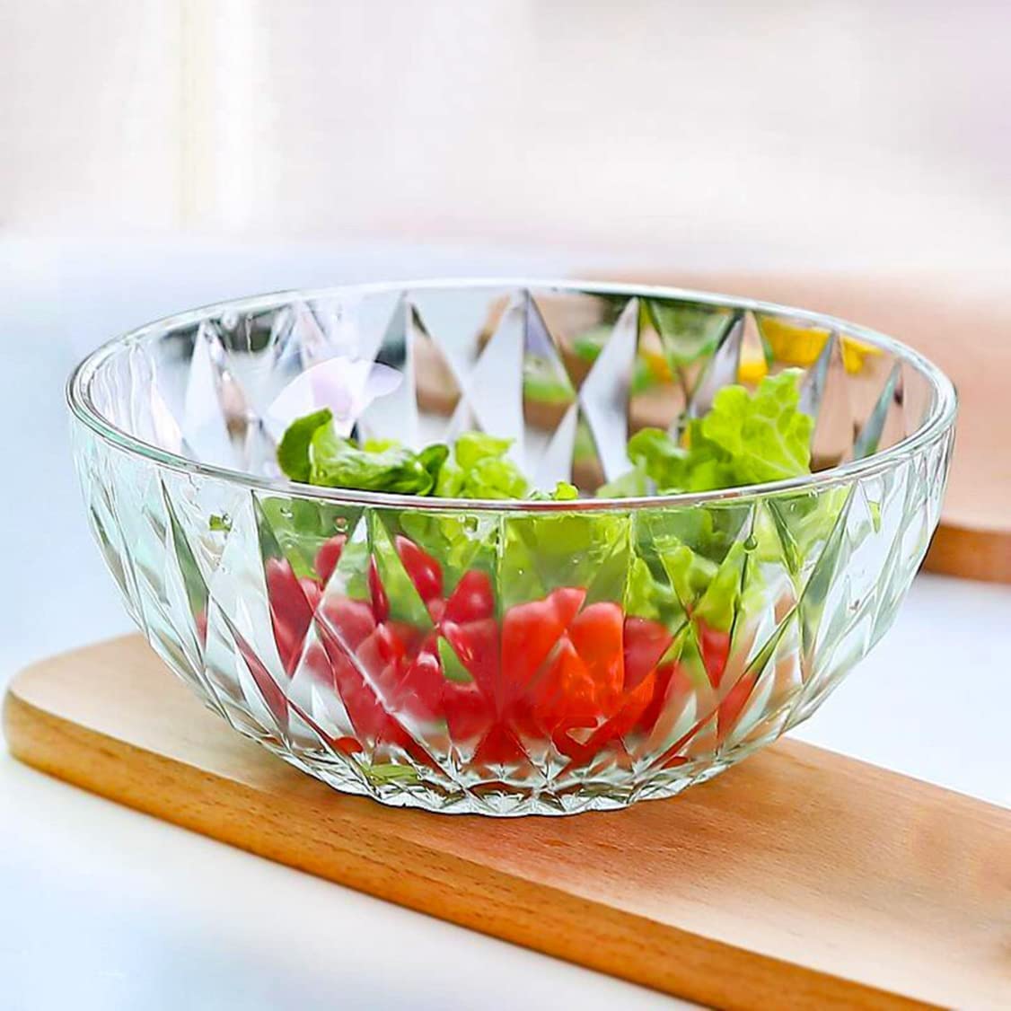 Incrizma Glass Bowl, Decorative Diamond Design Bowls for Kitchen & Home Décor, Centerpiece Table Decorations Great for Dining, Vegetable Bowls, Serving Bowls, Salad Bowl