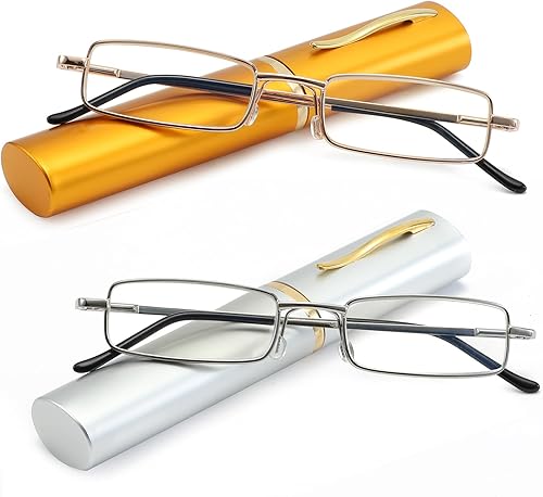 Miniatura 2 de OWTXIS Lentes de lectura con bloqueo de luz azul, lectores de bolsillo delgado con estuche para bolígrafo, mini lectores ligeros