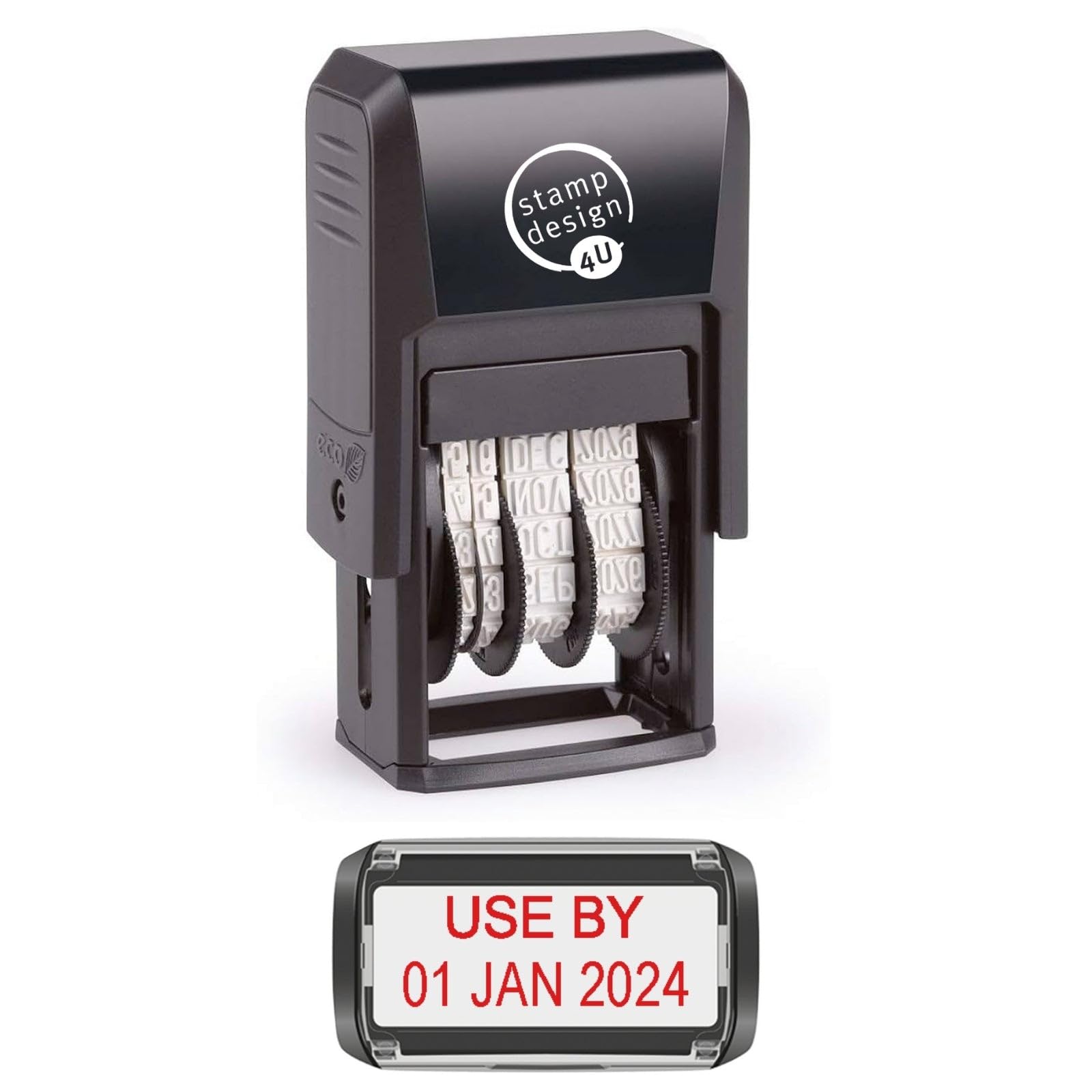 Self Inking Changeable Date Stamp - Use by Date Stamp in Red Ink
