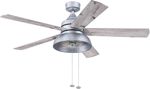 Miniatura 14 de Prominence Home Brightondale, 52 Inch Industrial Style Indoor/Outdoor Ceiling Fan with Light, Pull Chains, Dual Mounting Options, 5 Dual-Finish