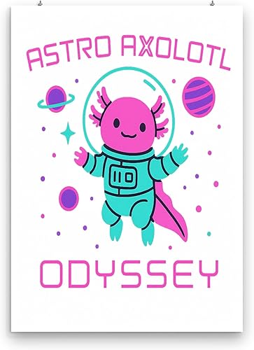 Future Axolotl Astronaut - Children's Room Decor - 13x19 Poster Print - Space Themed Art