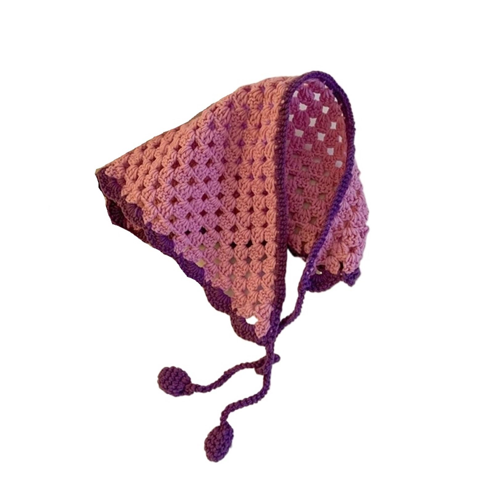 2/4 Piezas de Turbante de Ganchillo, Bufanda for el Cabello, Bandanas, Bandas for el Cabello for Mujeres, Bandas for el Cabello Vintage Tejidas, Diadema para Mujer(Light Pink 2pcs)