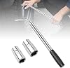 Heavy Duty Universal Wheel Brace - Extendable Tyre Nut Wrench with 17mm, 19mm, 21mm, 23mm Sockets - Emergency Breakdown Tool for Cars, Vans, Trucks - Durable Stainless Steel & Non-Slip Grip