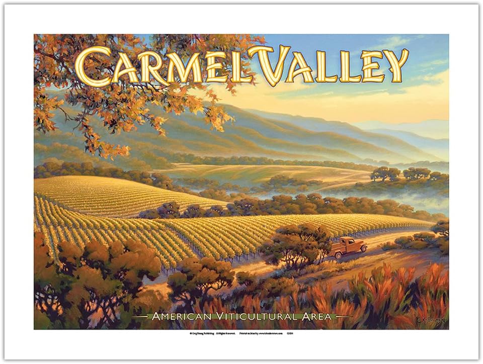 Carmel Valley Wineries - Joullian Vineyards - California Vineyards Wine Country Art by Kerne Erickson - Bamboo Fine Art 290gsm Paper (Unframed) 17x22in