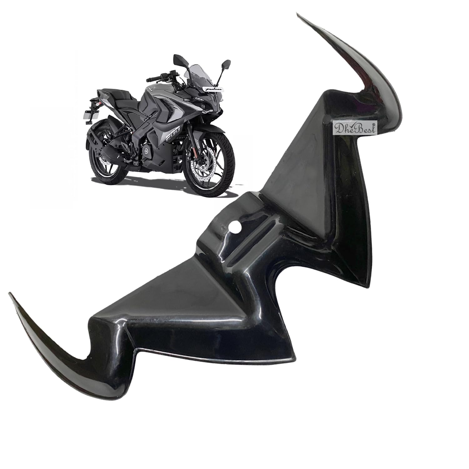 Dhe Best Motorcycle Front Panel Bike Winglet Light Visor Cap Flexible Unbreakable Wing Let Black Compatible with Bajaj Pulsar RS200