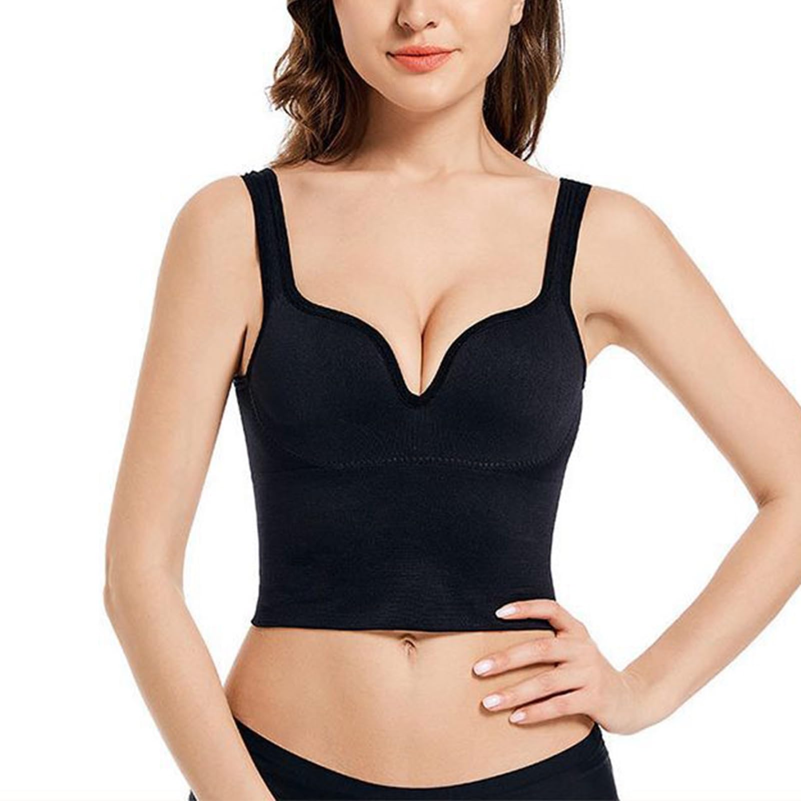 TTDGYYXW Plus rozmiar M-4XL Damski biustonosz sportowy o dużym wpływie, seksowny biustonosz push-up z kamizelką kompresyjną