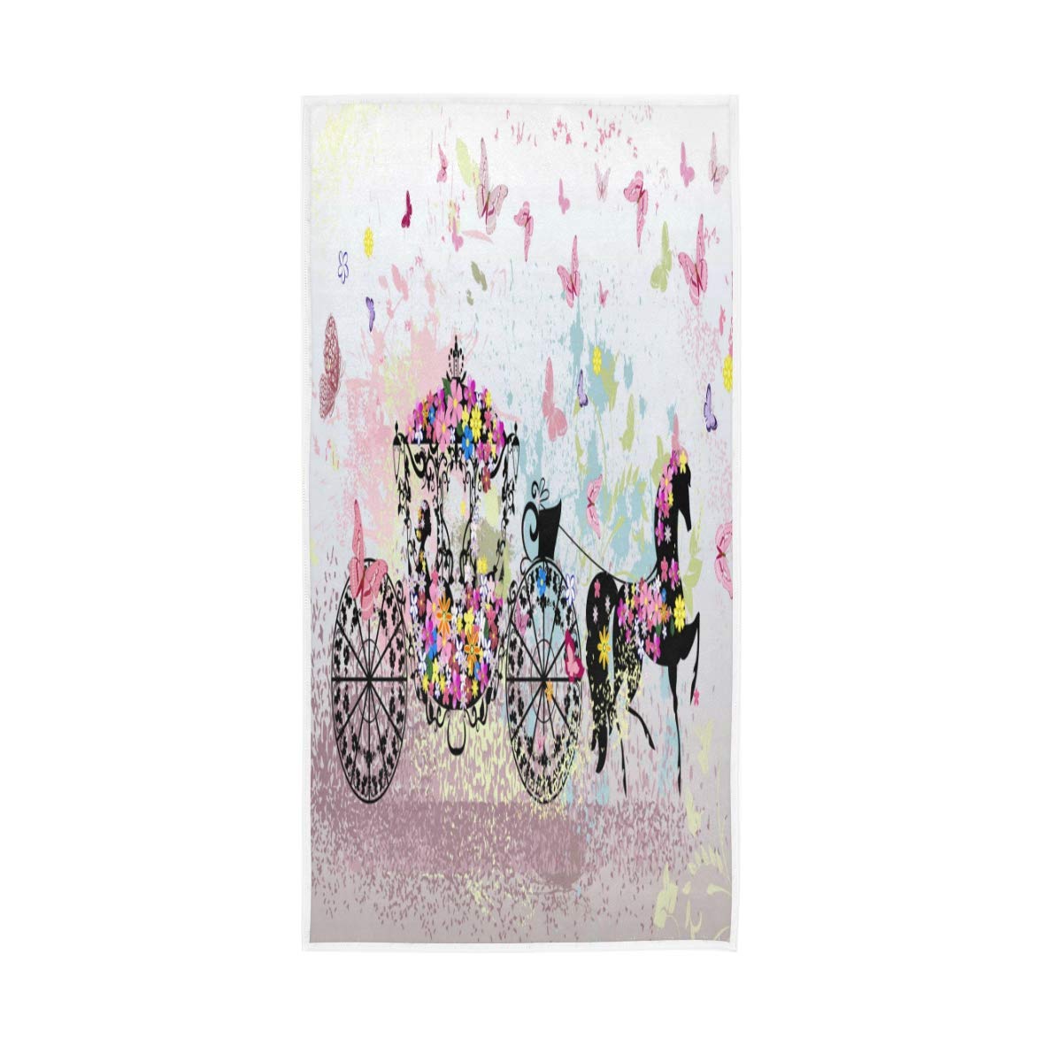 HUYGD Hand Towels Cotton Vintage Flowers Butterfly Horse Car Soft Towel Multipurpose Bathroom Beach Towel for Home Kitchen Swim Spa Gym, 30x15 inch
