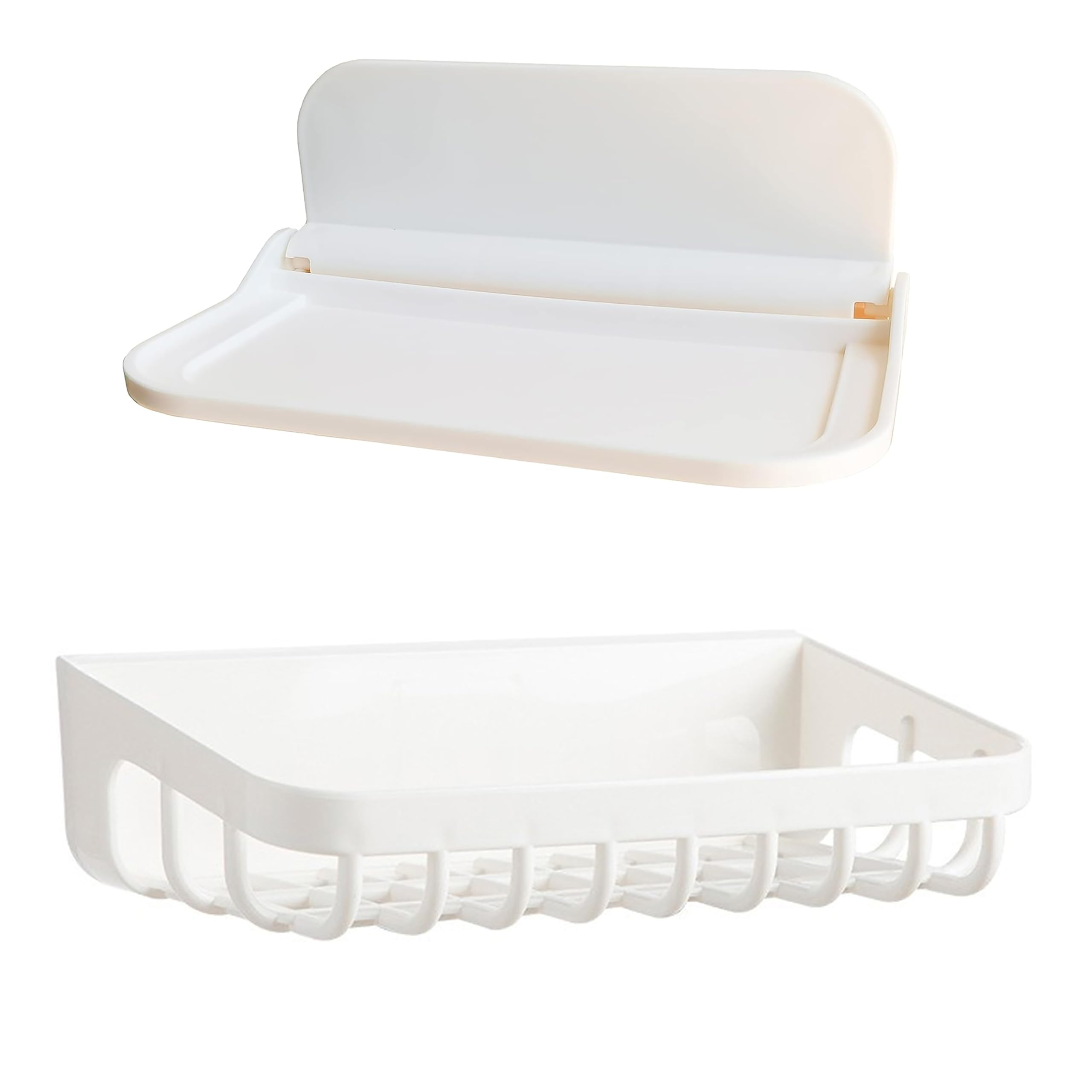 ePizdiz 2 styles Plastic Adhesive Floating Shelf Stick on Wall Mounted Shower Caddy Makeup Organizer for Bathroom Style