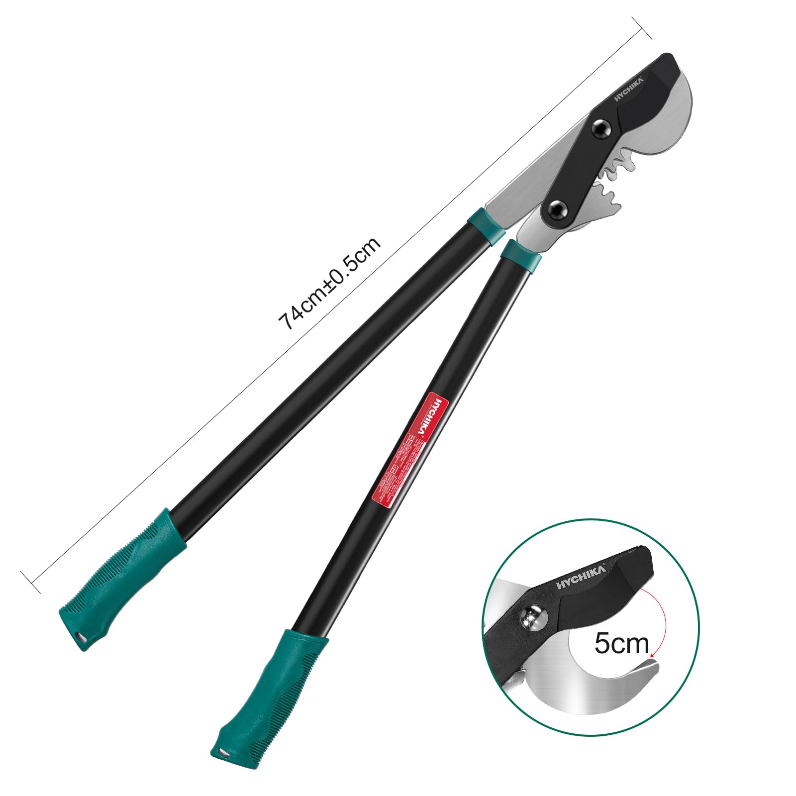 HYCHIKA Tijeras Podar 74CM, Tijeras de Podar de Mano, Podadora Cuts Ø50 mm max., Tijera de Ahorro de Trabajo con Cuchillas Afiladas, para Podar Ramas Secas y Húmedas