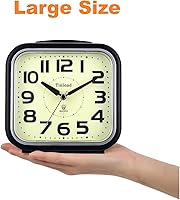 Vista 3 de 5.5" Large Analog Alarm Clock Silent Non Ticking, Glow in Dark dial, Gentle Wake, Beep Sounds, Increasing Volume, Battery Operated Snooze and Manual