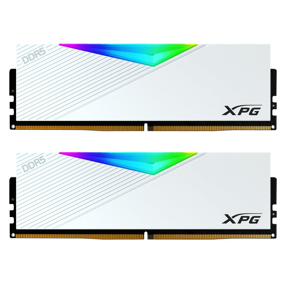 Memoria XPG D500G Lancer RGB DDR5, bianco: 32 GB (16 x 2) 6000 MHz C28 | RAM DDR5 ad alta velocità, Intel XMP 3.0 e AMD EXPO, illuminazione RGB, dissipatore di calore