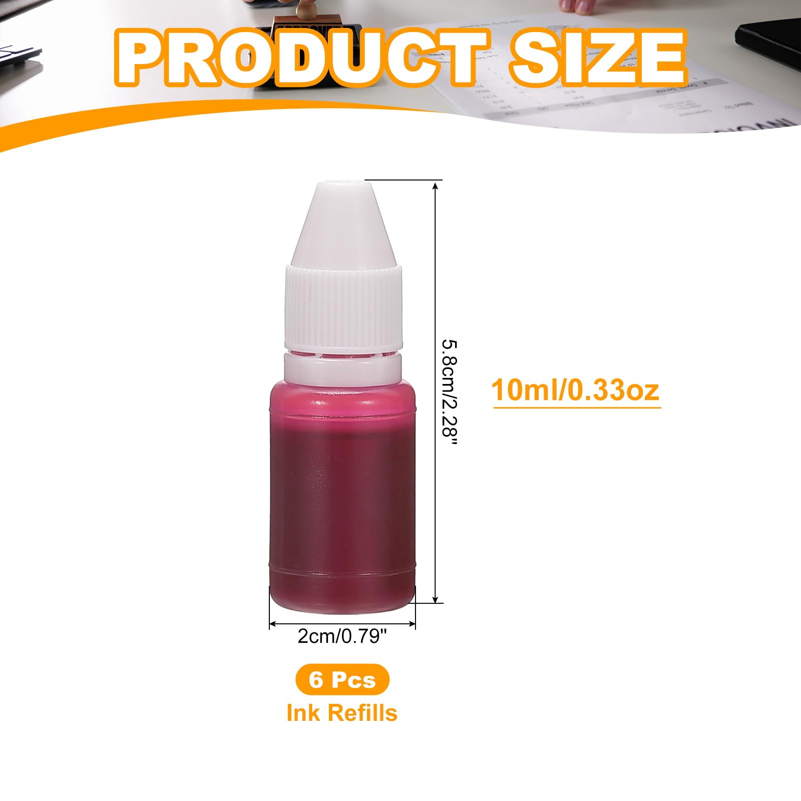 PATIKIL 0.33oz Refill Ink for Stamps and Ink Pads 6Pcs 10ml Stamp Pad Ink Refill for Office Stamp Self Inking Stamp Date Stamp Scrapbooking - Image 2