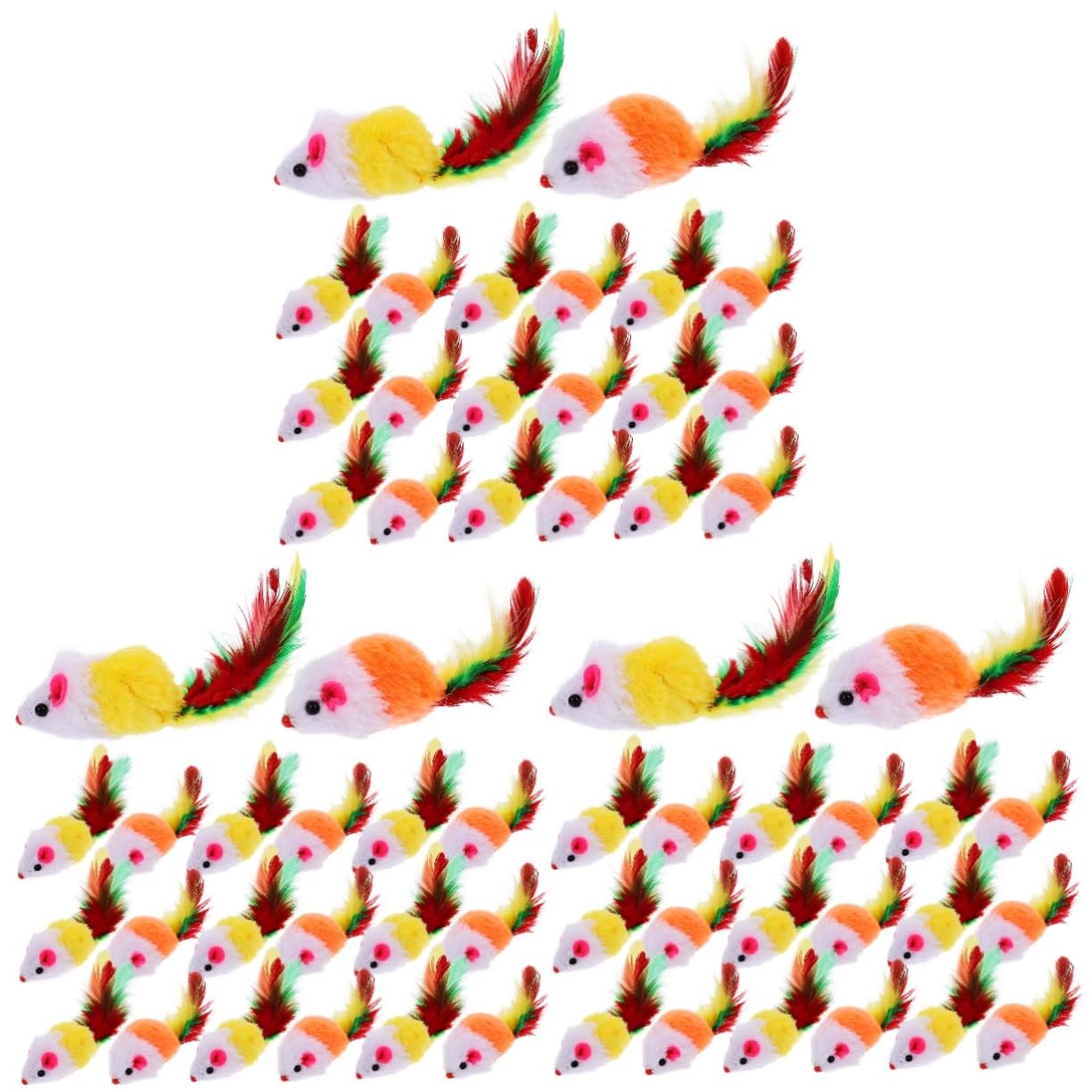 FRCOLOR 3 Juegos De Juguetes Interactivos con para Gatos Ratones con Pelo Sonajero Juguetes Estimulantes para Mascotas para Diversión En Interiores (20 Piezas X 3)