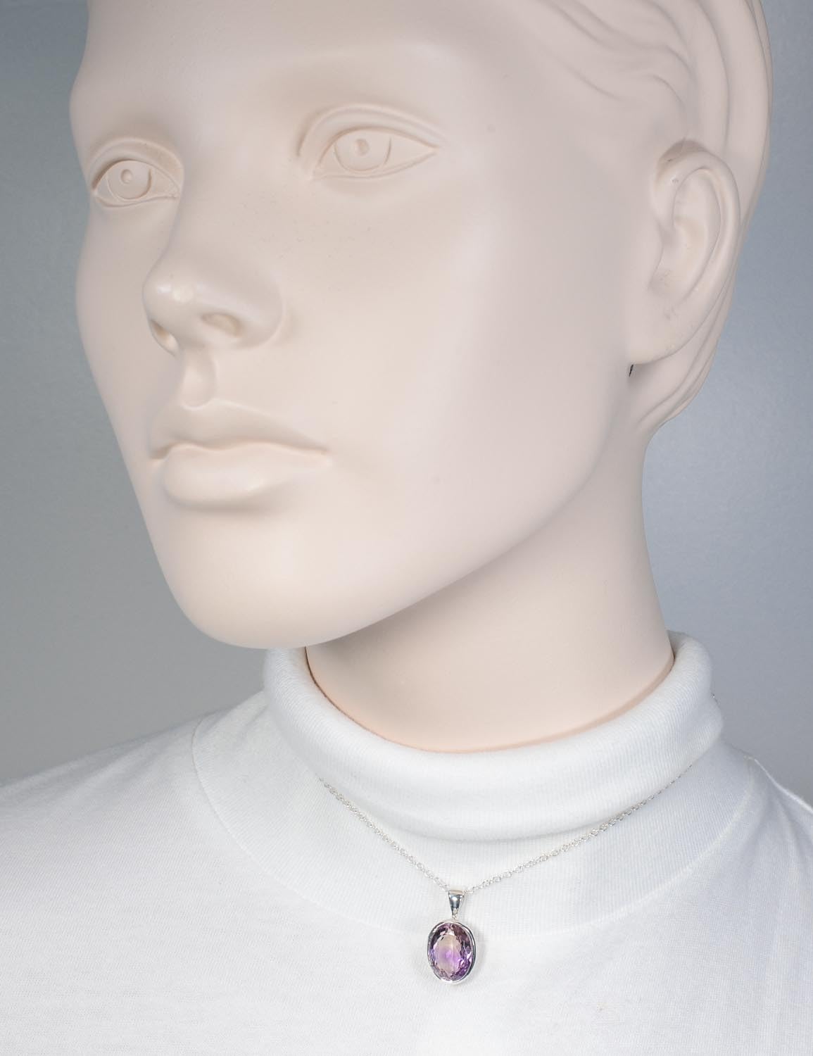 Facettierter Ametrin Silber Anhänger. 24mm Länge