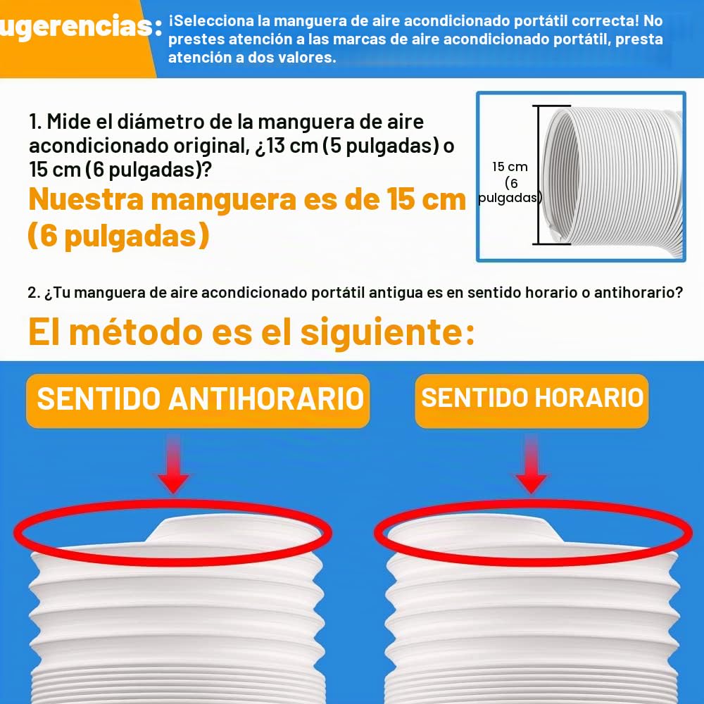 Manguera de Escape para Aire Acondicionado Portátil Extension PP Diámetro 5.9Pulgadas,Tubo Aire Acondicionado Portatil Mejor Ductilidad En el sentido de las agujas del reloj y 300 cm