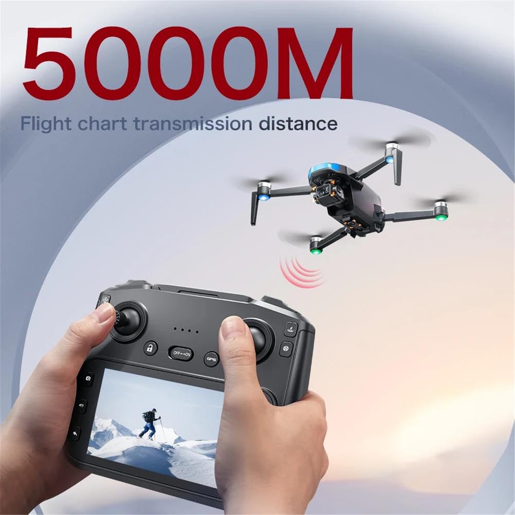Bianca,Dual Battery,Drone GPS 4k Telecamera HD Professionale Gimbal a 3 Assi Trasmissione di Immagini digitali 5g Schermo Grande Drone FPV rc Quadcopter 5km