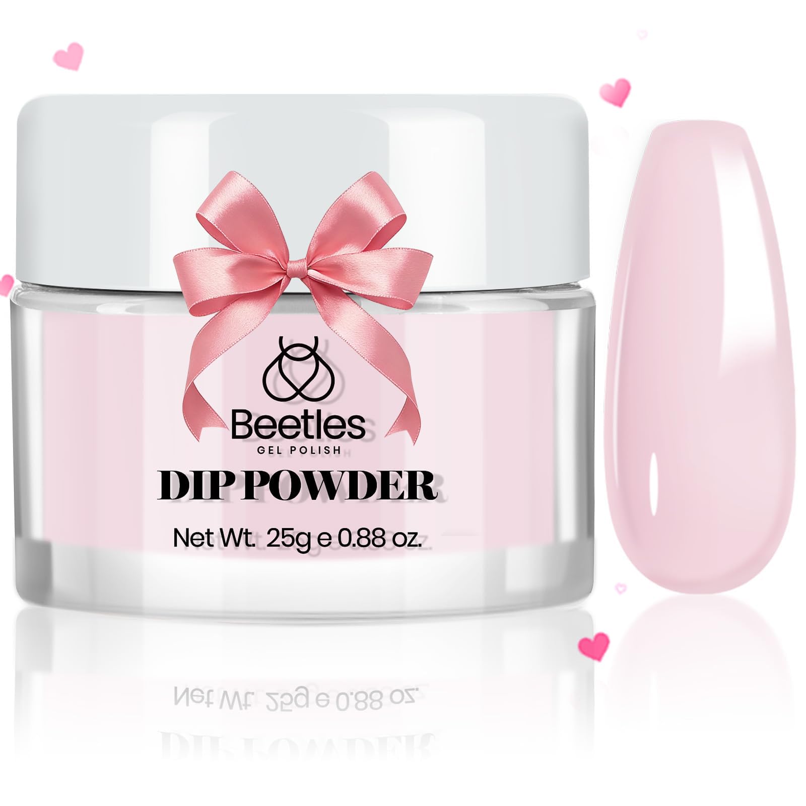 Beetles Pink Dip Powder 1Pcs, Nude Poem Dipping Powder Nail Starter Light Pink for Beginners and Professional DIY Nail Salons