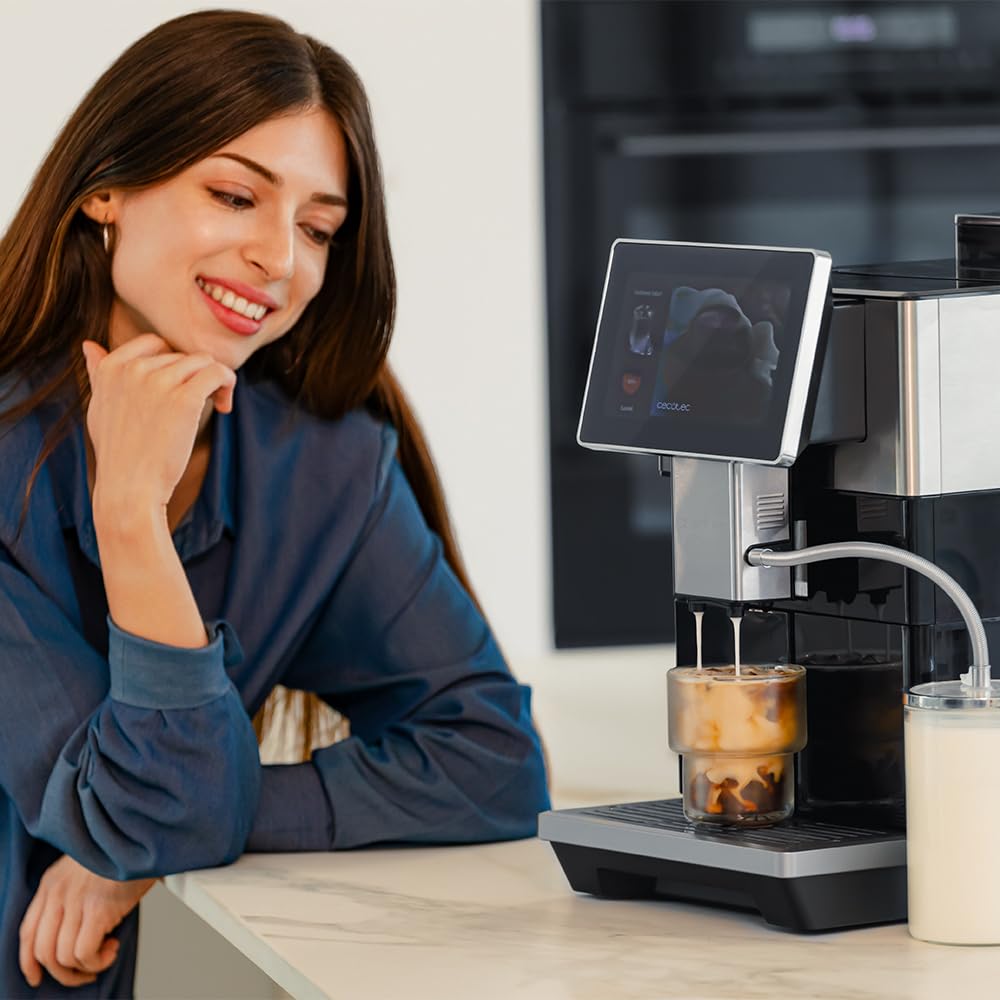 Cecotec Cafeteras Superautomática Cremmaet Tempo, Cafetera Superautomática Con Pantalla Tft de 7", 13 Recetas de Café, 6 Perfiles de Usuario, 1350 W de Potencia, 19 Bares de Presión