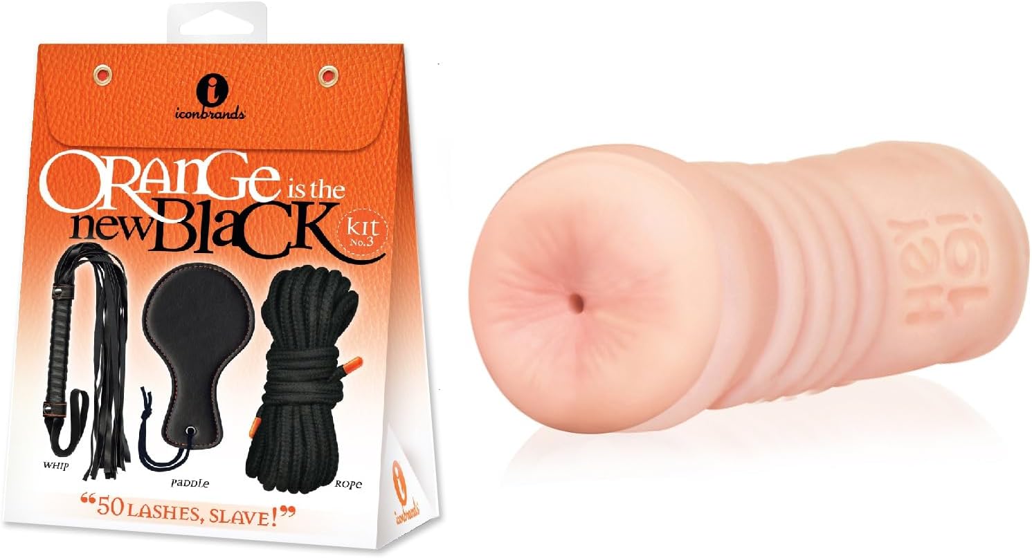 Sex Toy Couples kit of Orange is The New Black, Kit #3-50 Lashes, Slave! and Icon Brands Vibrating Pussy Stroker Jillian Janson