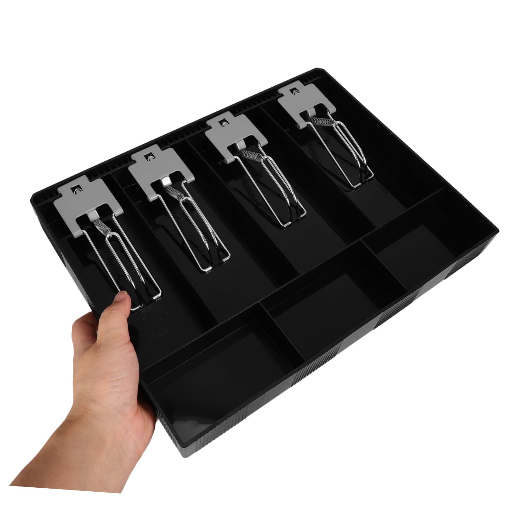 SHINEOFI Plateau de Caisse Enregistreuse Multi Compartiments avec Clips Métalliques Tiroir de Portable pour Magasins Restaurants et Supermarchés