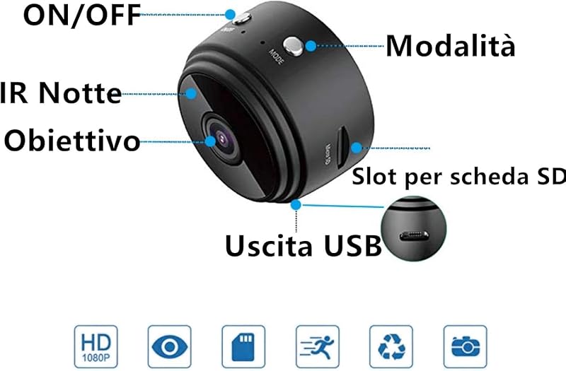 Generico Mini Wifi Biztonsági Kamera 1080P Mozgásérzékelős Rejtett Megfigyelő