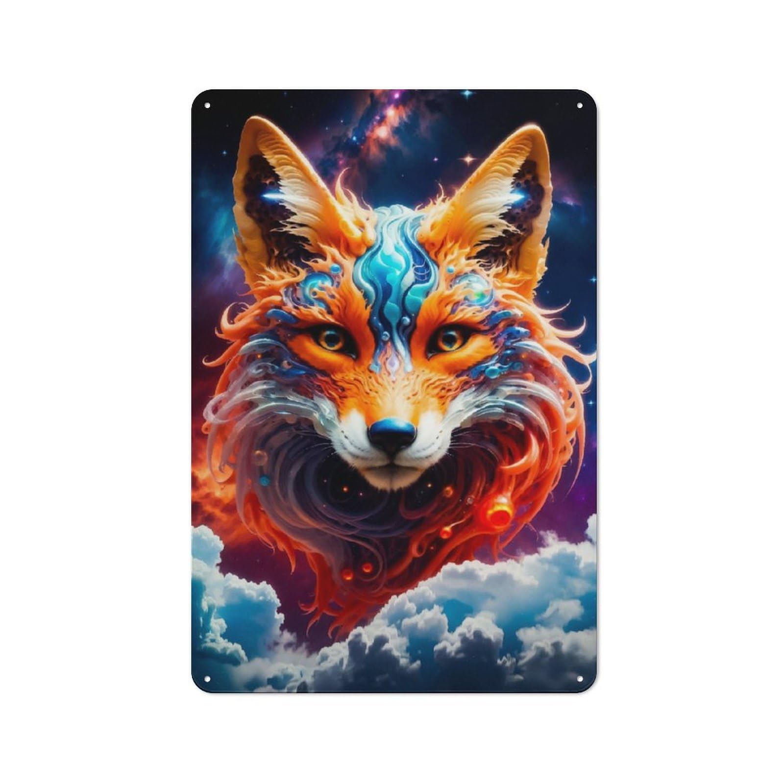 Junmoney Star Fox For Lounge Or Reading Corner, Rustic Tin Sign 30X20cm, For An Autumn Update To Lounge And Reading Corner