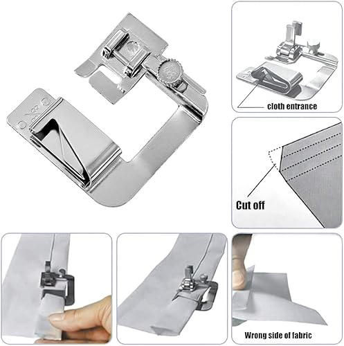 Miniatura 4 de LUNARM Kit de 6 piezas de pie de dobladillo, 3 piezas de prensatelas de máquina de coser con dobladillo enrollado estrecho, 3 prensatelas de