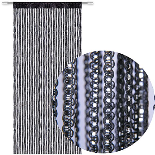 bestlivings cortina de hilos (Puerta cortina cortina de hilos (metallikoptik con barra de tracción, trendig bien en muchos diseños diferentes de colores disponible, metal, schwarz - black, 90 x 200 cm Cover